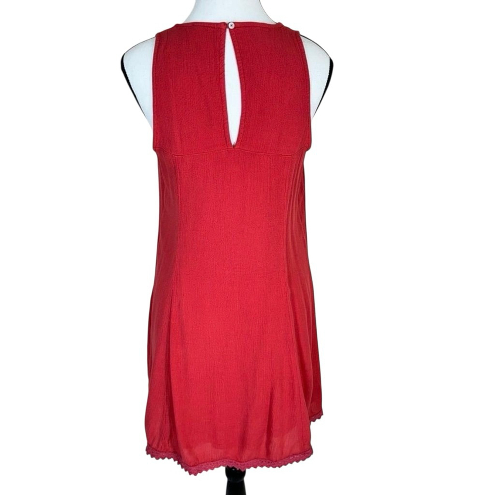 Hollister Red Lace Trim Mini Dress Large Sleeveless Boho - Picture 5 of 11